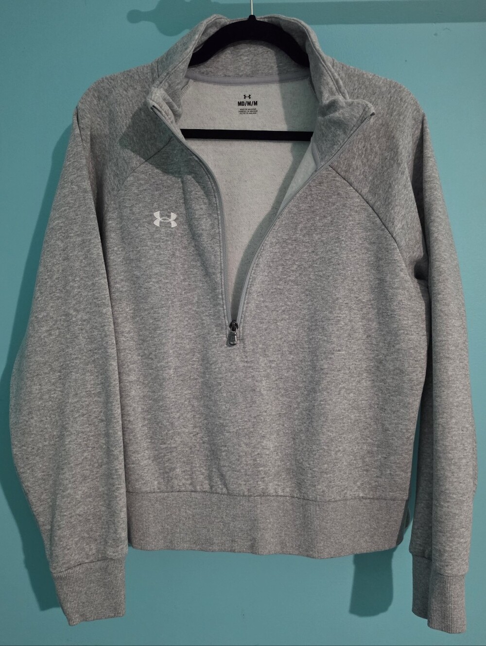 Under Armour Women's Rival Fleece Half Zip Top Gray Light Heather Sz M EUC $55 - Picture 8 of 16